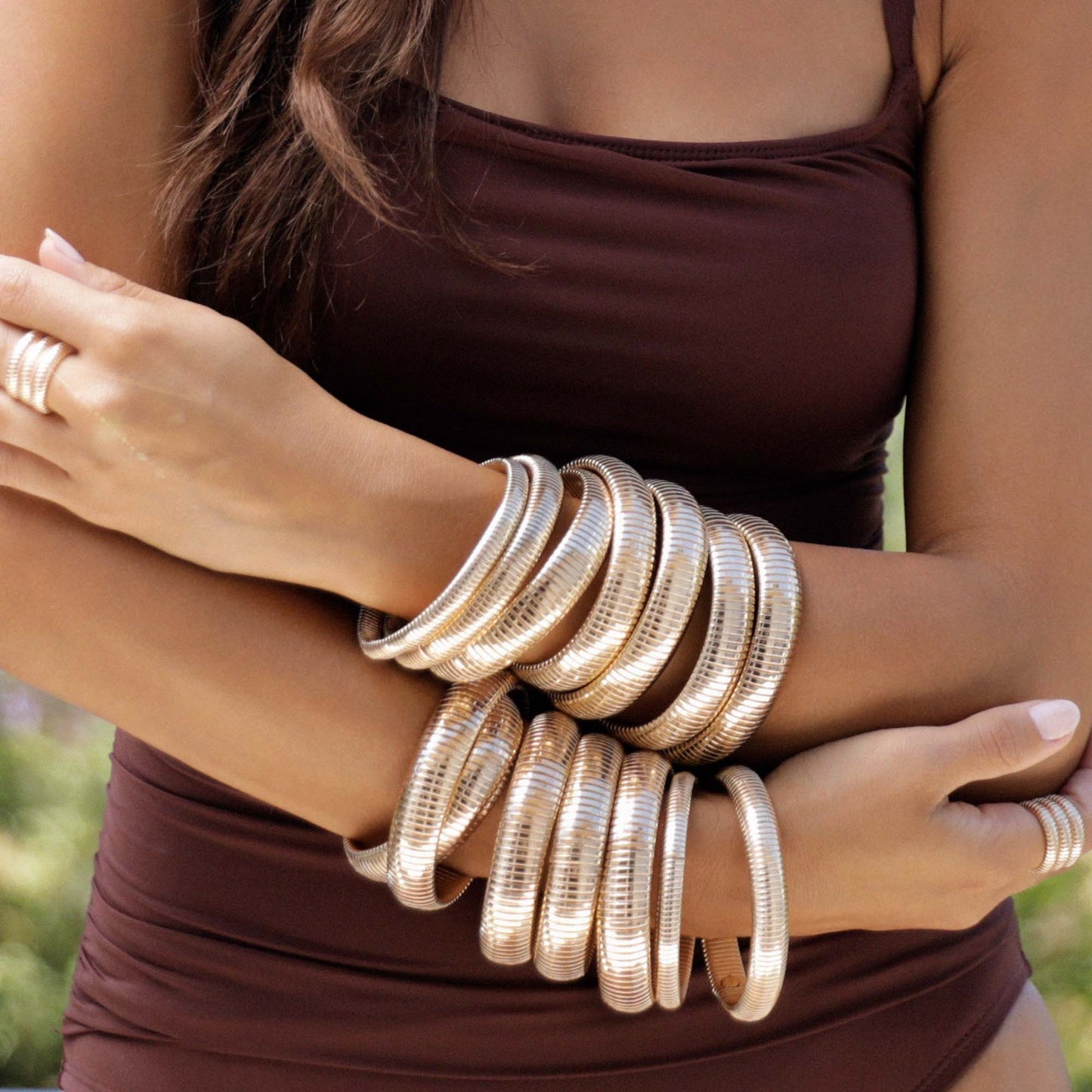 model in flex bracelets