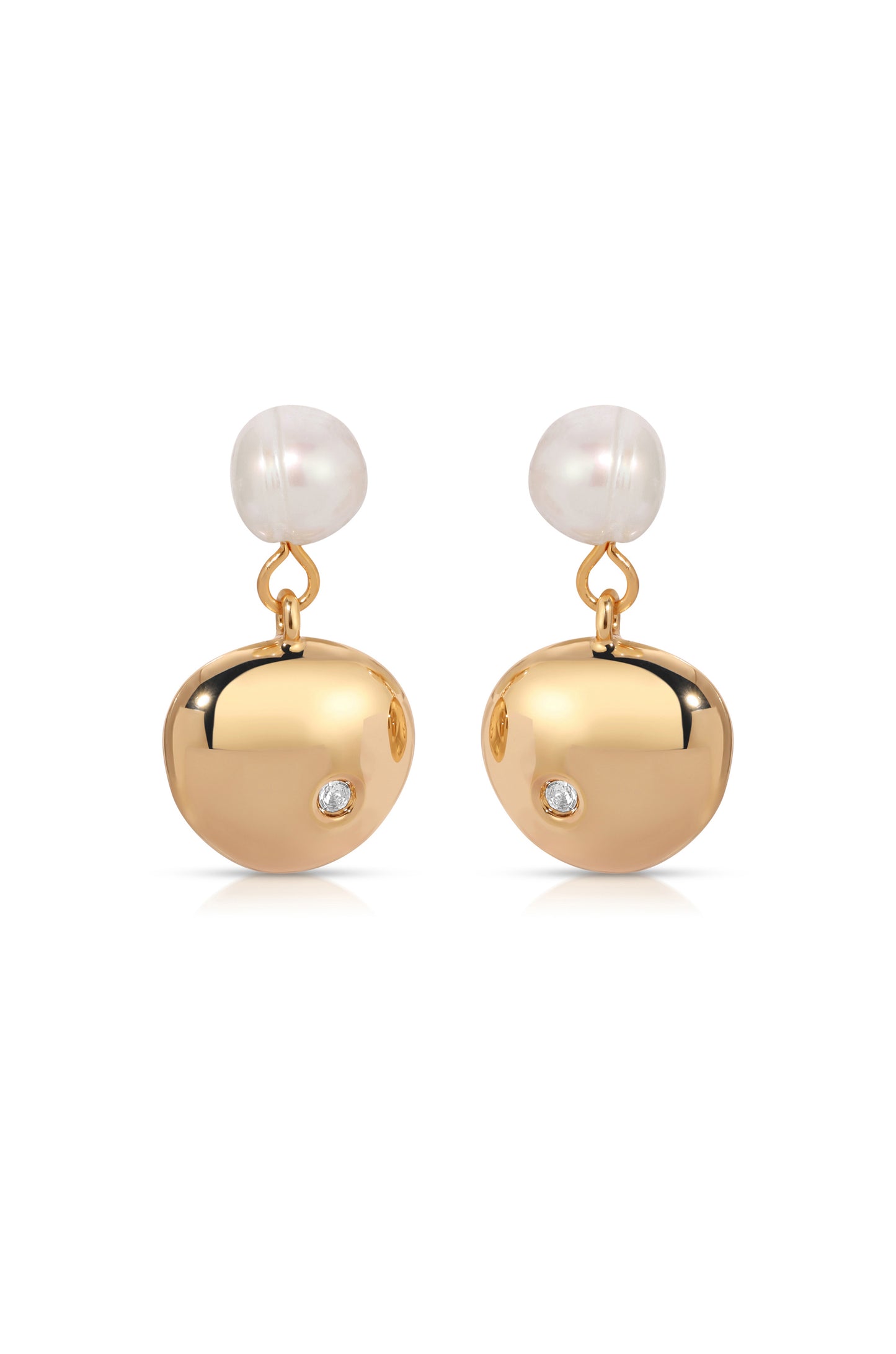 Small Pebble and Pearl Dangle Earrings