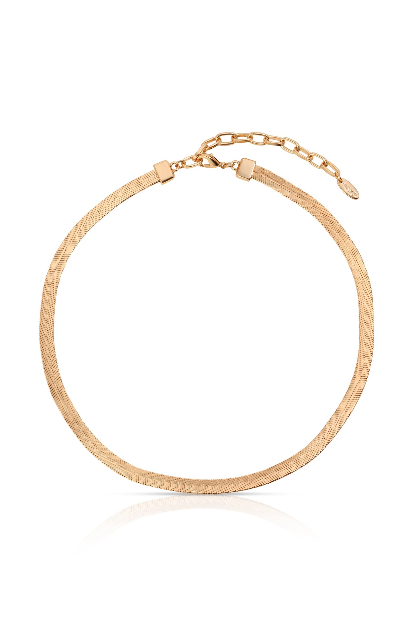 Brooklyn Flat Herringbone Chain Necklace in gold