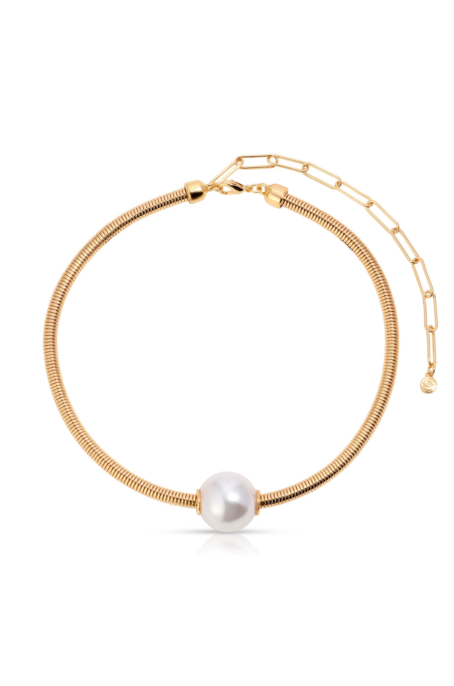 Pearl Pendant Snake Flex Chain Necklace