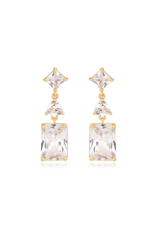 Reflective Crystal 18k Gold Plated Dangle Earrings