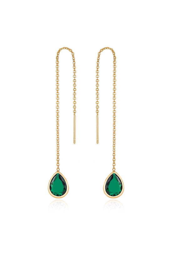 Barely There Chain and Crystal Dangle Earrings in green