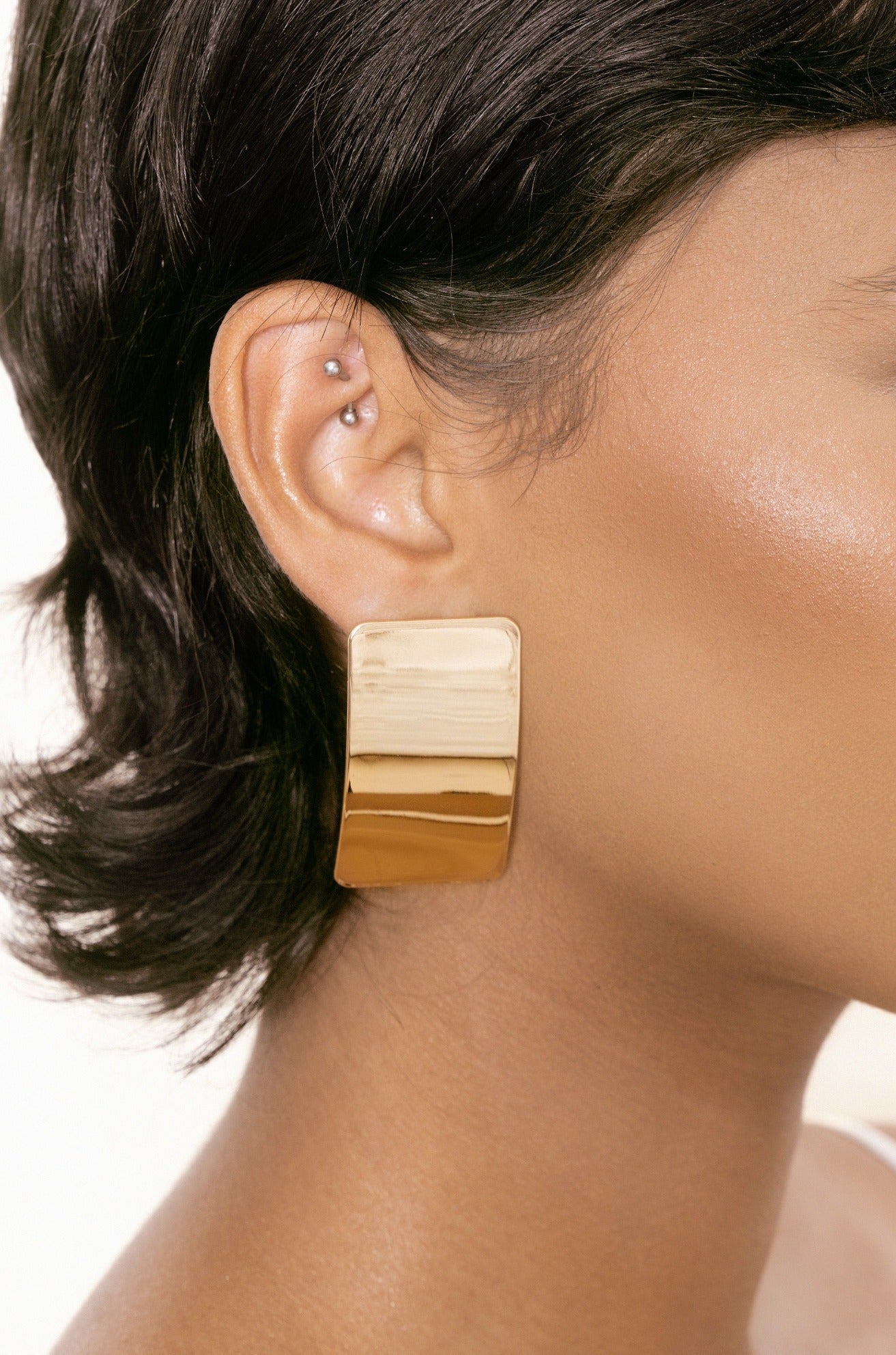 Rectangle Metal Stud Earrings