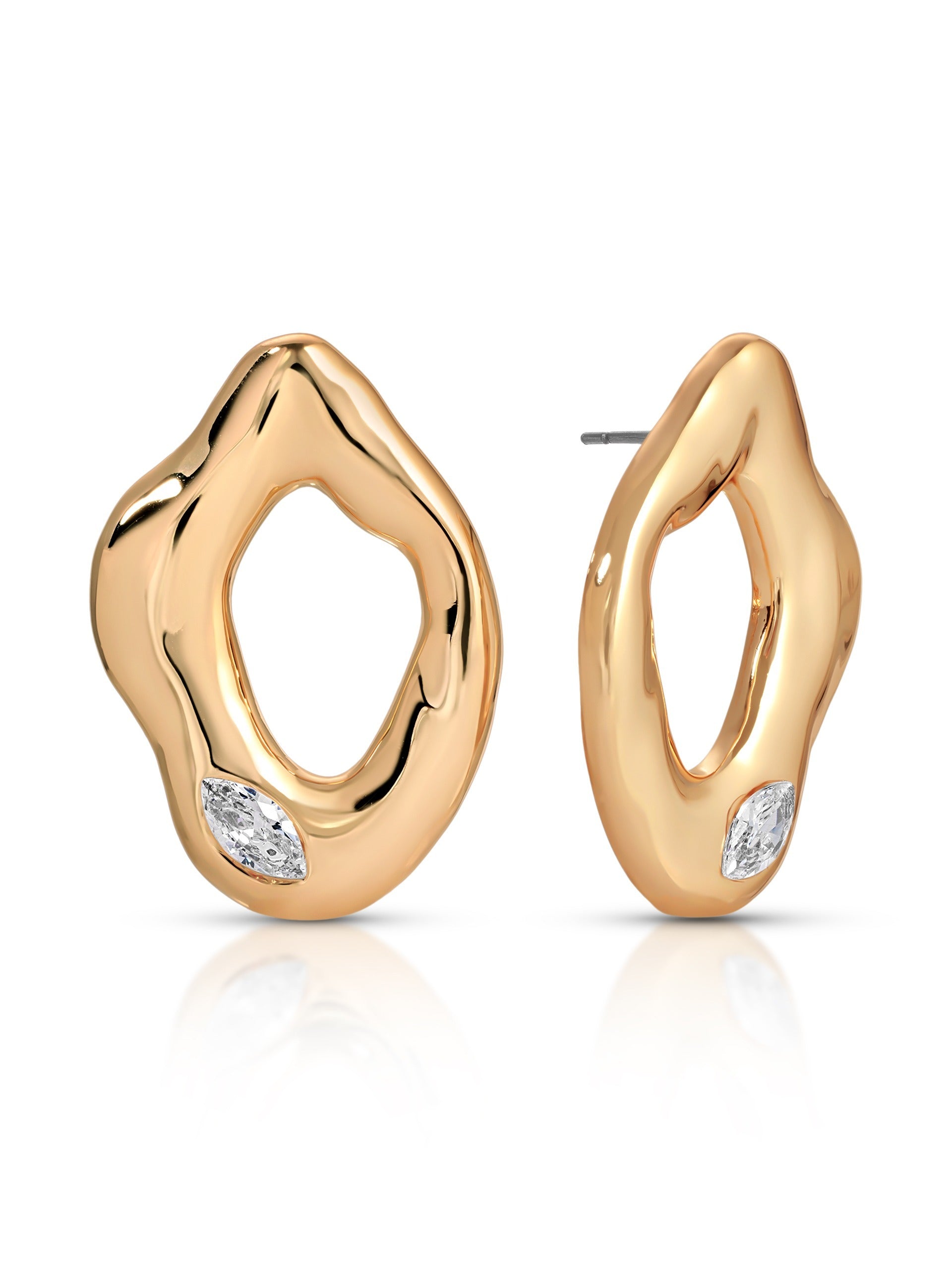 Melting Metal Crystal Earrings Clear Crystal with 18k Gold Plating