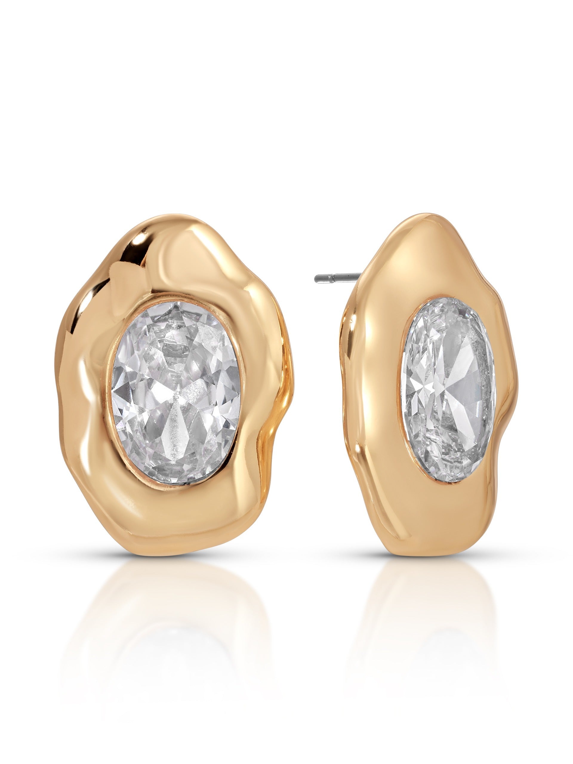 Molten Glow Crystal Studs Clear Crystal with 18k Gold Plating
