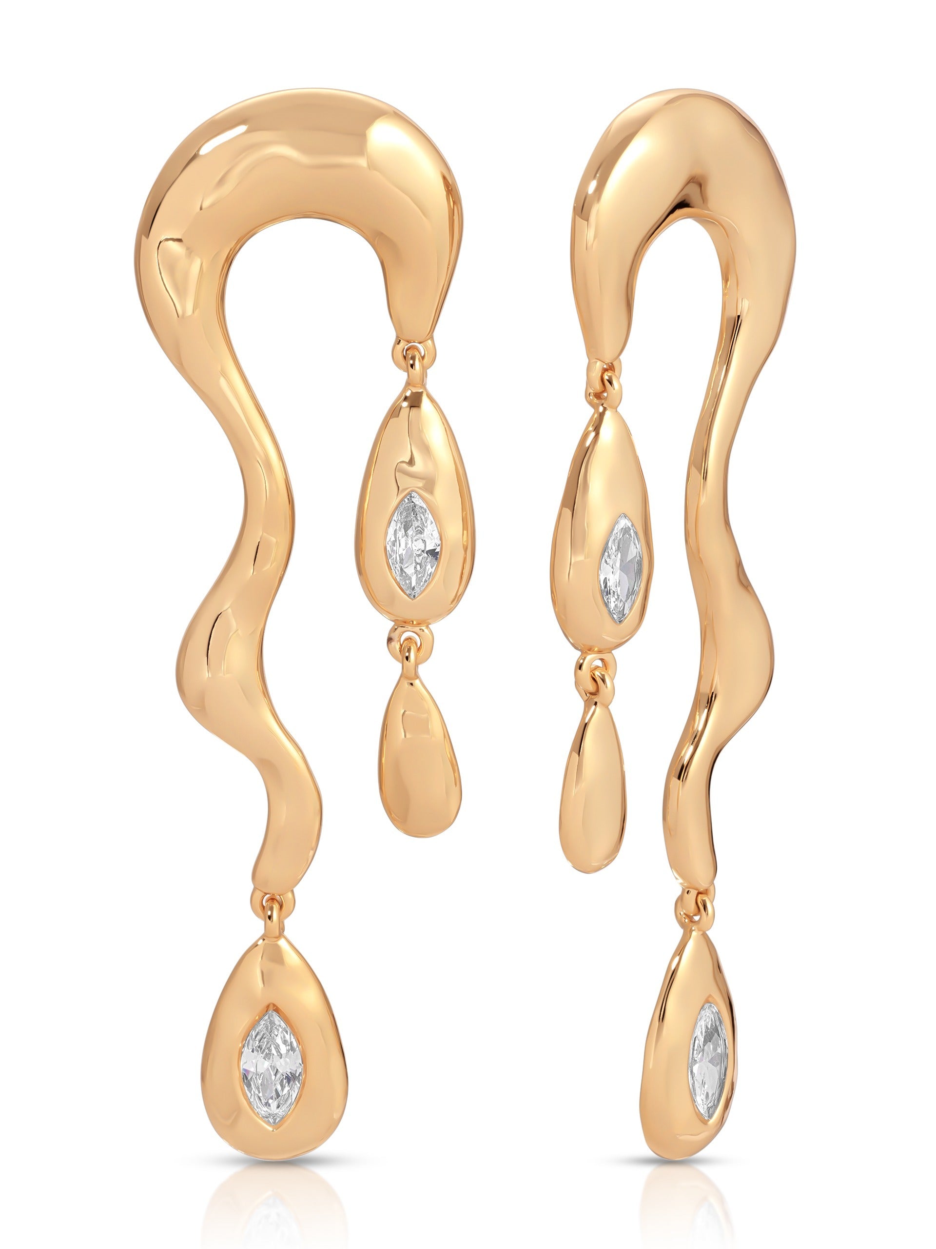 Melting Metal Dangle Earrings 18k Gold Plated