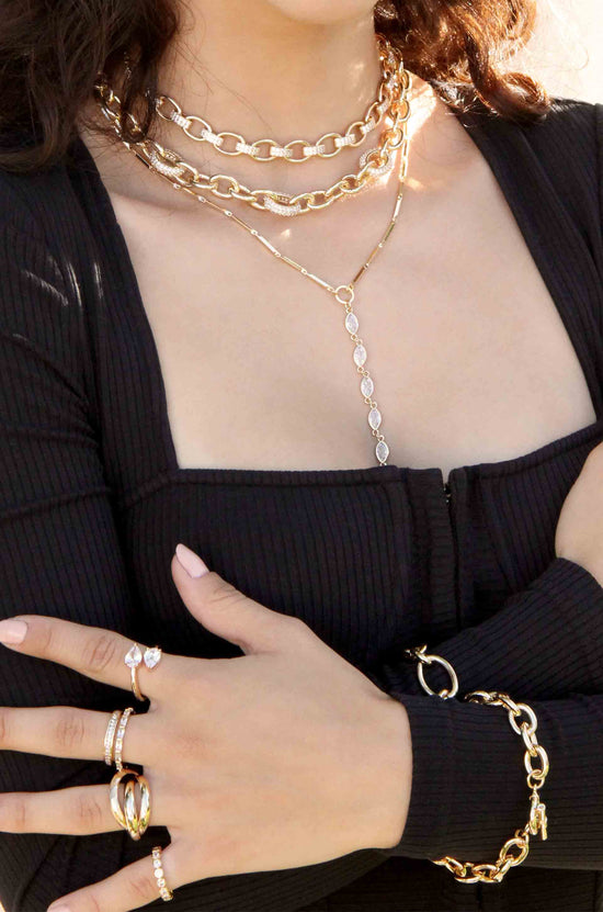 True to You 18k Gold Plated Chain Bracelet on model